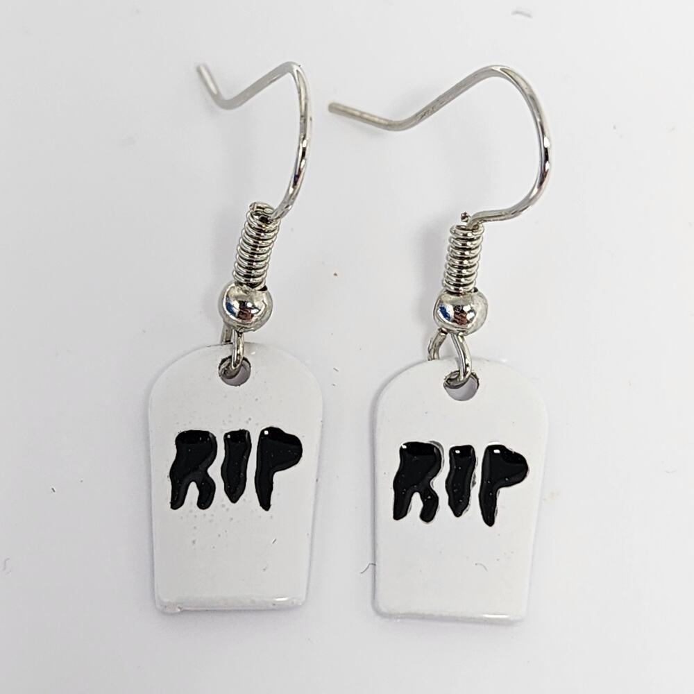RIP Tombstone Goth Earrings